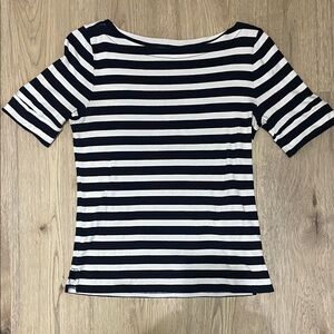 Ralph Lauren Boat Neck Navy and White Striped Tee